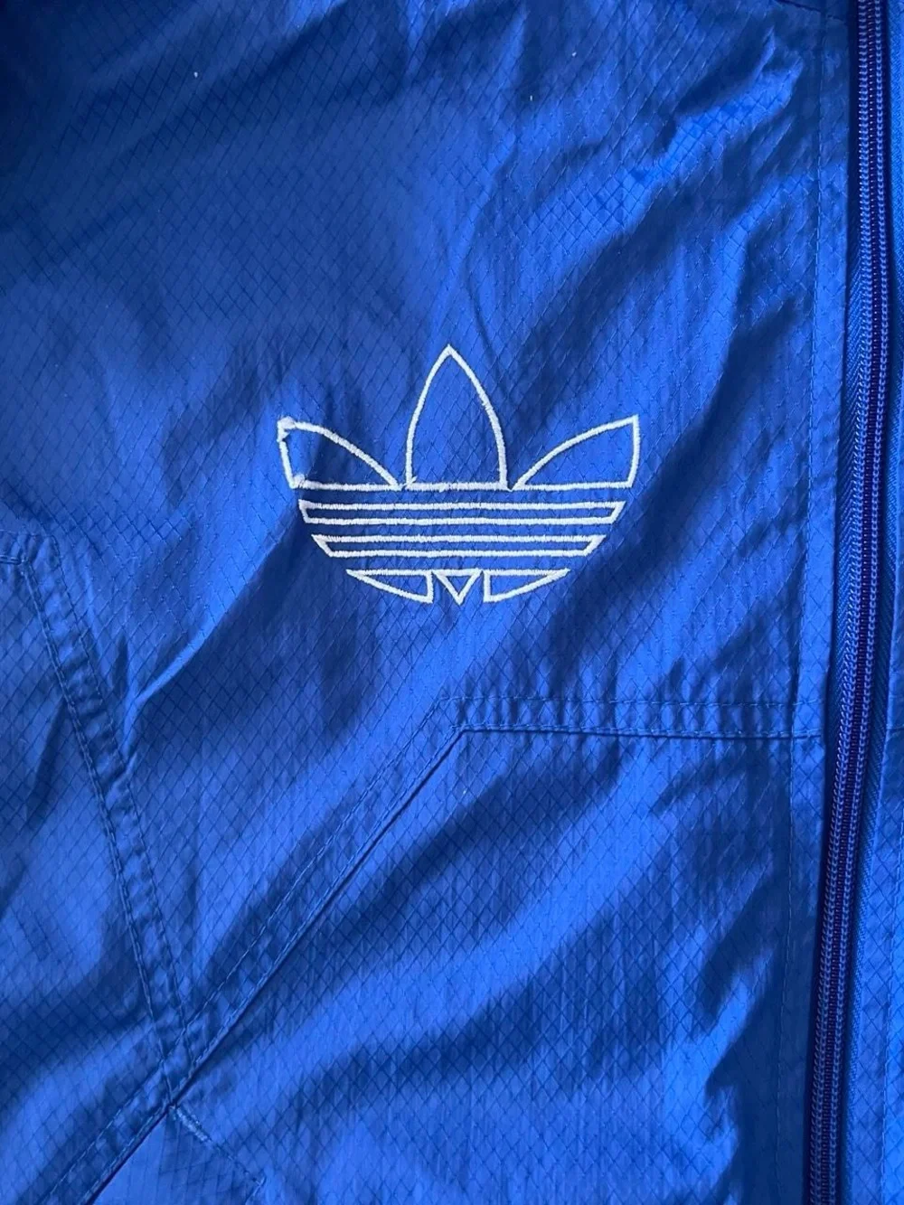 90’s Adidas Royal Blue and White Trefoil Windbreaker Jacket